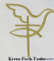 Preview: Motiv gestickt gold Kreuz-Fisch-Taube